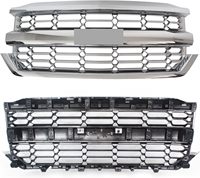 Pièces automobiles Grille avant en maille noire argentée pour Chevrolet Silverado 1500 2014 2015 2016 2017 2018
