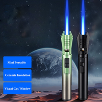 Briquet torche à flamme bleue pour barbecue de camping en plein air, coupe-vent, rechargeable au gaz butane, pour cigares et soudure, design classique, vente en gros