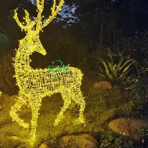 Yeni ürünler açık büyük boy Led 3D hayvan dekorasyon noel ren geyiği desen üreticileri Motif ışık