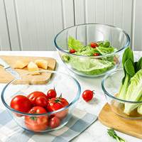 Ensemble de 3 bols à mélanger en verre pour la cuisine, empilables, compatibles micro-ondes et lave-vaisselle, pour salades, pâtes, soupes, fruits