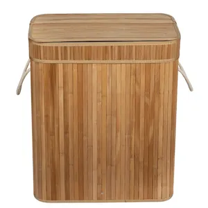 Panier à linge pliable pour la salle de bain Panier à linge en bambou étanche avec poignée