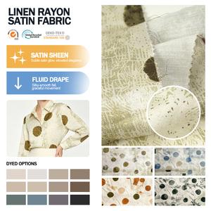 Tissu en rayonne viscose et satin de lin imprimé floral sur mesure de qualité supérieure pour robe - Product Image 1