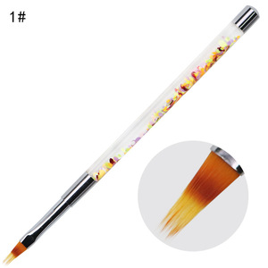 Pinceau à ongles en nylon rond plat pour gel, avec virole sertie, pour dégradé ombré, liner, manucure, salon, décoration d'ongles, outil de peinture - Product Image 4