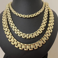 Collier personnalisé en acier inoxydable plaqué or, design classique, avec pendentif Nugget Rollie, pour femmes et hommes, chaîne cubaine