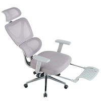 Chaise de bureau ergonomique pivotante avec accoudoirs en maille 2D, design moderne, avec repose-pieds et appuie-tête réglable