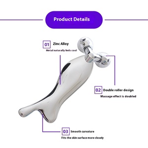 Face Slimming Metal Beauty Instrument V Manuelles Rollen massage gerät Fisch form Scrap ing Board Geschenk für die Schönheit - Product Image 2