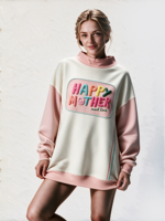 Nouvelle arrivée : Sweat-shirt pour femmes à col montant, longueur allongée, logo brodé personnalisé, sweat-shirt pour femmes