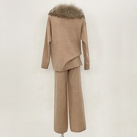 Veste en Laine et Fourrure de Renard Ensemble 2 Pièces avec Col Amovible en Grande Fourrure – Manteau Polyvalent Décontracté Prêt pour le Bureau