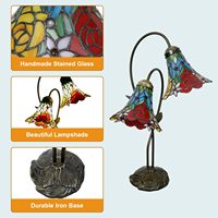 Lampe de chevet créative nordique avec abat-jour en verre teinté vertical et corps en fer, alimentation CA