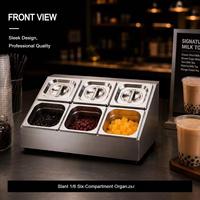 Support de bac Gastronorm en acier inoxydable pour buffet, avec une seule ligne et 6 compartiments