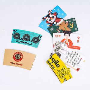 Fundas de Cartón Kraft Desechables con Logotipo Personalizado, Fundas Ecológicas para Vasos de Café, Té con Leche, Bebidas Calientes - Product Image 3
