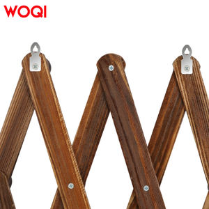 WOQI 레트로 나무 아코디언 접이식 코트 랙 걸이 후크 옷장 및 주방 사용을위한 벽걸이 형 모자 및 수건 걸이 - Product Image 4