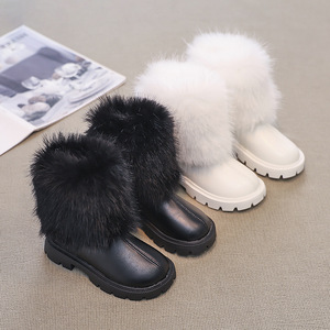 Bottes d'hiver chaudes en fausse fourrure mi-mollet à semelle épaisse pour enfants, bottes de neige pour filles, bottes d'hiver pour enfants - Product Image 2