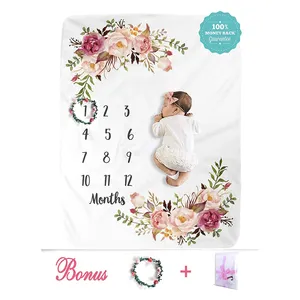 Bunga Lembut Memori Selimut Anak Perempuan Anak Laki-laki Lucu Foto Latar Belakang Selimut Putih Bayi Bulanan Tonggak Blankets