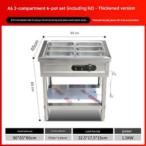 Grande table vapeur de comptoir à deux rangées et quatre bacs, chauffe-plats commercial électrique, bain-marie pour buffet - Product Image 2