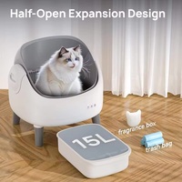 Grande Litière Intelligente Entièrement Automatique pour Chat avec Tiroir en Plastique Semi-fermé, Fonction Anti-éclaboussures Sans Pelle et Nettoyage Facile