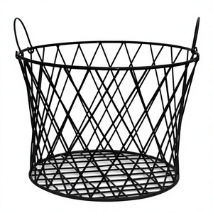 Panier de rangement en fil métallique à motif croisé avec doubles poignées latérales, vente en gros directe usine OEM ODM, fil de fer robuste - Product Image 1