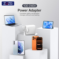 Adaptador de Viaje ZUZG PD65W PD 3.0 con 2 Puertos Tipo-C y 1 USB de Carga Rápida, Certificación CE/FCC para Laptop, Celular y Auriculares (EU/UK)