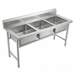 Mesa de Trabajo Comercial de Acero Inoxidable con Fregadero de un Solo Tazón, Mesa de Preparación de Cocina con Protector Trasero y Estante Inferior para Restaurantes - Product Image 2