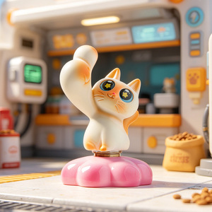 Meow Star Supply Station Boîte Mystère Rotative Chat de Dessin Animé Ornement de Bureau Cadeau Jouet en Résine 8-13 Ans Unisexe - Product Image 3