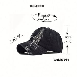 2024 New Trendy Worn Out Baseball Cap Blank Distressed Denim Dad <b>Hat</b> - Product Image 5