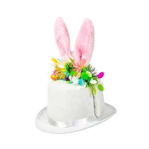Sombrero de mago con orejas de conejo de Pascua personalizado, accesorio para la cabeza para fiestas de carnaval, para niños y adultos, disfraz de vacaciones de primavera, rosa/blanco, serigrafía - Product Image 5