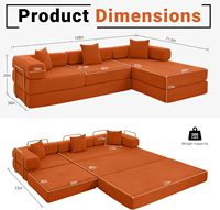 Juego de Sofá Cama Modular Moderno COSTFULL con Espuma de Alta Densidad, Tela de Pana, Empacado al Vacío