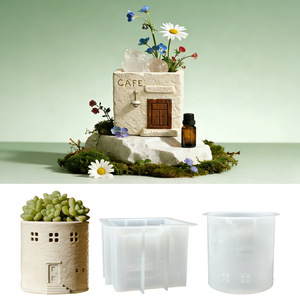 Minimalistische Haus-Silikonform DIY Gips Harz Aufbewahrungsbehälter Pflanzgefäß Stifthalter Form - Product Image 1
