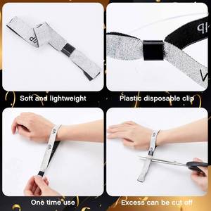 Bracelet en tissu doré VIP pour événements, bracelet tissé en plastique personnalisé avec fermoir, vente en gros d'usine - Product Image 4