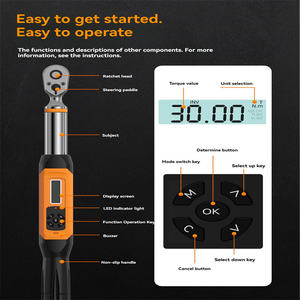 高精度電子デジタルトルクレンチ調整可能な開口メトリック測定システム可動高トルクツール - Product Image 4