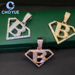 New Arrival 925 Sterling <b>Silver</b> Superman logo Moissanite Men Pendant Gold Plated Hip Hop <b>Charm</b> for Men Pass Diamond Tester GRA - Product Image 3