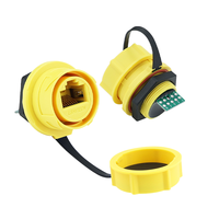 Connecteur RJ45 femelle pour montage sur panneau Lshitech M21mm, étanche à la poussière et à l'eau IP68, pour charge et transmission de données sur circuit imprimé
