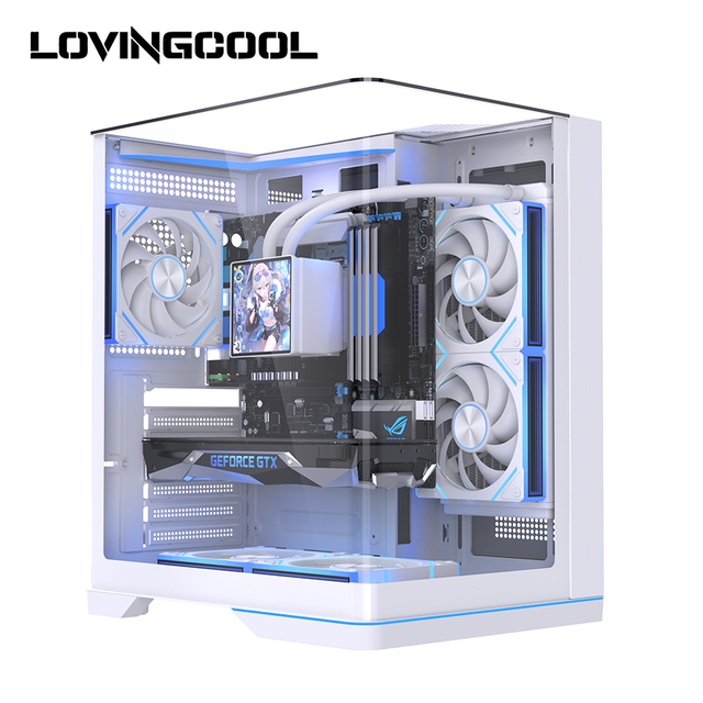 Lovingcool ATX Panoramic Computer Case Unibody Curved Tempered Glass Top Front Side Panels 240mm Radiator Ready Wholesale Price
