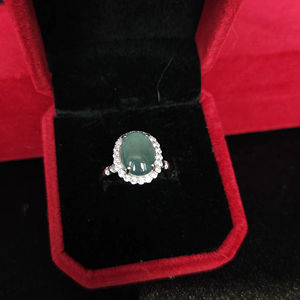 Anillo de Jadeíta de Alta Calidad, Ligero y Cómodo, Tipo Jadeíta Natural, Chapado en Plata 925, Ajustable, NGIC - Product Image 1