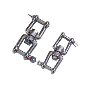 Attache en acier inoxydable à double fourche pivotante avec chaîne à maillons en forme de huit pour matériel maritime - Product Image 1