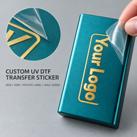 Autocollant de transfert DTF UV PET pour électronique grand public OEM, impression dorée brillante, autocollant personnalisé avec logo