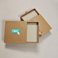 Boîte à tiroir rigide en kraft, petit format, logo personnalisé, emballage pour bijoux, 6*6*3cm, laminage mat, doublure en éponge, recyclable