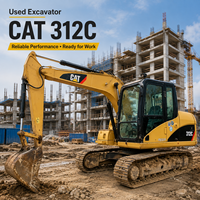 Excavatrice d'occasion CAT 312C en excellent état, excavatrice sur chenilles, flèche et bras robustes pour projets de construction