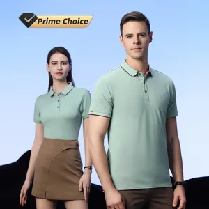 Tùy Chỉnh Thêu Biểu Tượng Độ Ẩm Wicking Cotton Polyester Mens Đồng Phục 3 Nút Sọc Polo Áo Sơ Mi