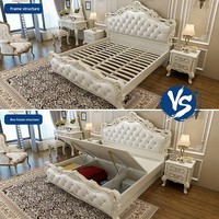 Neues Europäisches Lederdoppelbett mit Holzrahmen und Box-Struktur Stauraum Weiß 1500x2000mm/1800x2000mm