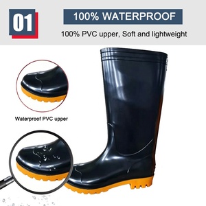 Botas de Lluvia de PVC Negras con Purpurina para Hombre para Trabajar, Impermeables, Resistentes al Aceite, Ácido y Álcali, Antideslizantes, Ligeras, Económicas y sin Seguridad - Product Image 5