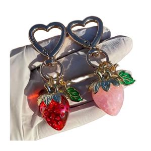 Hot Wholesale Bulk 3D Crystal Strawberry Key Chain Women Girl Bag Charms <b>Keyring</b> Strawberry Crystal Keychain - Product Image 1