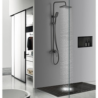 Ensemble de douche pluie en laiton avec mitigeur chaud/froid et inverseur, finition dorée de luxe, équipement de salle de bain élégant et matériel fiable