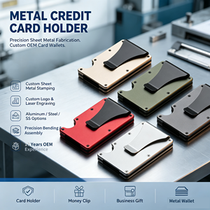 Custom Logo RFID Blocking Slim Minimalist Metal Wallet Anodized Aluminum Credit Card Holder Money Clip