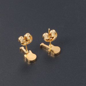 Pendientes de guitarra con baño de oro de 24 quilates, joyería de moda de acero de titanio para mujer CF108 - Product Image 4