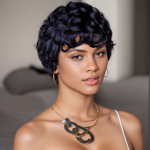 2024 nouveau capot de mécanisme de perruque de lutin de style court, couleur naturelle, petite <span class=keywords><strong>coiffure</strong></span> bouclée, stock d'usine, ventes directes - Product Image 1