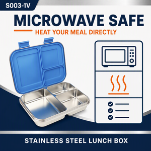 Boîte à lunch bento mignonne en acier inoxydable <span class=keywords><strong>micro</strong></span>-ondable à 3 compartiments, grande capacité, en acier inoxydable 304, sans BPA, de qualité alimentaire, avec préparation repas en silicone LFGB - Product Image 2