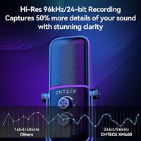 Microphone de jeu USB Type-C filaire cardioïde/omnidirectionnel avec éclairage RGB et kit bras articulé pour PC, streaming et enregistrement