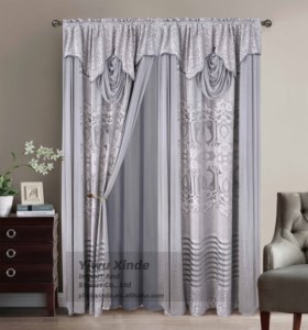 Nouvelle arrivée une paire de rideaux avec cantonnière et rideaux floraux transparents pour le salon <span class=keywords><strong>prix</strong></span> <span class=keywords><strong>bon</strong></span> marché rideaux de fenêtre Jacquard - Product Image 2