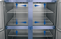 Réfrigérateur commercial vertical à refroidissement par air, grande capacité, température unique, 3 portes, dégivrage automatique, équipement de cuisine pour restaurant